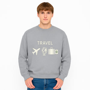 Travel Wall Art, Plane Globe Suitcase Passport Decor, Adventure Home Decoration, Modern Travel Theme Poster, Gift for Travelers - Sweatshirt 1758254720704.jpg
