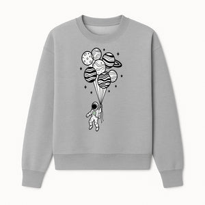 Astronaut with Planet Balloons Graphic Tee, Space Theme Shirt, Cosmic Adventure Apparel, Unisex Astronaut Design, Gift for Space Lovers - Sweatshirt 1758273097948.jpg