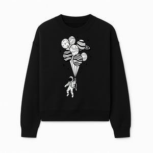 Astronaut with Planet Balloons Graphic Tee, Space Theme Shirt, Cosmic Adventure Apparel, Unisex Astronaut Design, Gift for Space Lovers - Sweatshirt 1758273098089.jpg