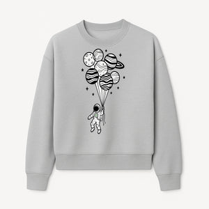Astronaut with Planet Balloons Graphic Tee, Space Theme Shirt, Cosmic Adventure Apparel, Unisex Astronaut Design, Gift for Space Lovers - Sweatshirt 1758273098473.jpg