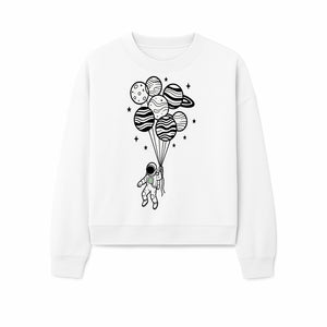 Astronaut with Planet Balloons Graphic Tee, Space Theme Shirt, Cosmic Adventure Apparel, Unisex Astronaut Design, Gift for Space Lovers - Sweatshirt 1758273099429.jpg