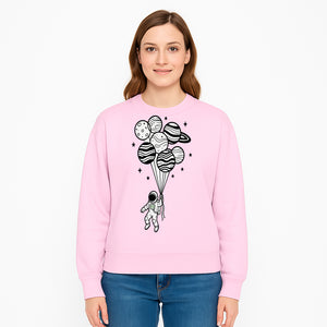 Astronaut with Planet Balloons Graphic Tee, Space Theme Shirt, Cosmic Adventure Apparel, Unisex Astronaut Design, Gift for Space Lovers - Sweatshirt 1758273100729.jpg