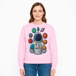 Astronaut Planet Art Print | Space Theme Poster | Galaxy Universe Wall Decor | Cosmic Design For Kids Room or Office - Sweatshirt 1758273109119.jpg