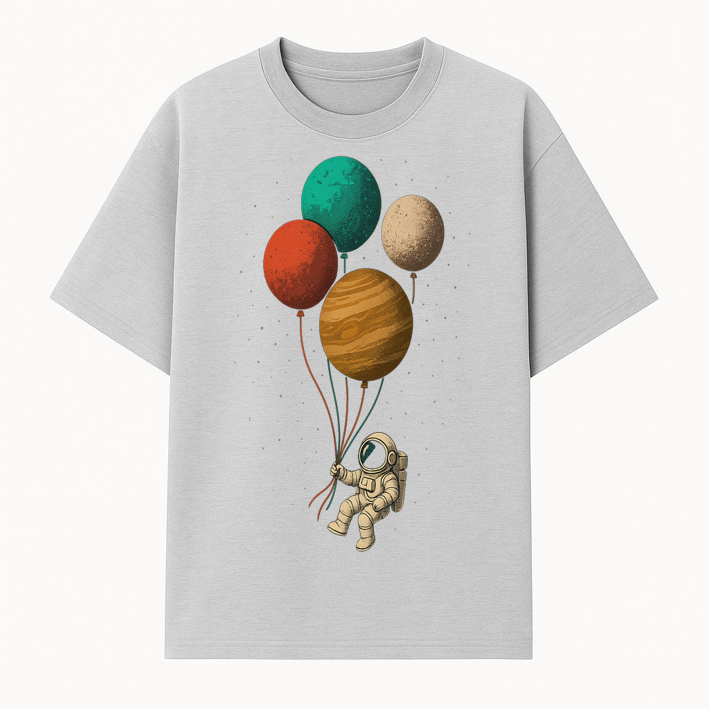 Whimsical Astronaut with Planet Balloons Art Print Space-Themed Home Decor for Kids' Rooms and Nursery - T-shirt 1758273116076.jpg