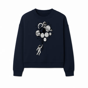 Astronaut Holding Planet Balloons Graphic T-Shirt | Space Adventure Design | Galaxy-Themed Apparel for Kids and Adults - Sweatshirt 1758273121068.jpg