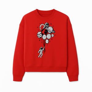 Astronaut Holding Planet Balloons Graphic T-Shirt | Space Adventure Design | Galaxy-Themed Apparel for Kids and Adults - Sweatshirt 1758273121215.jpg