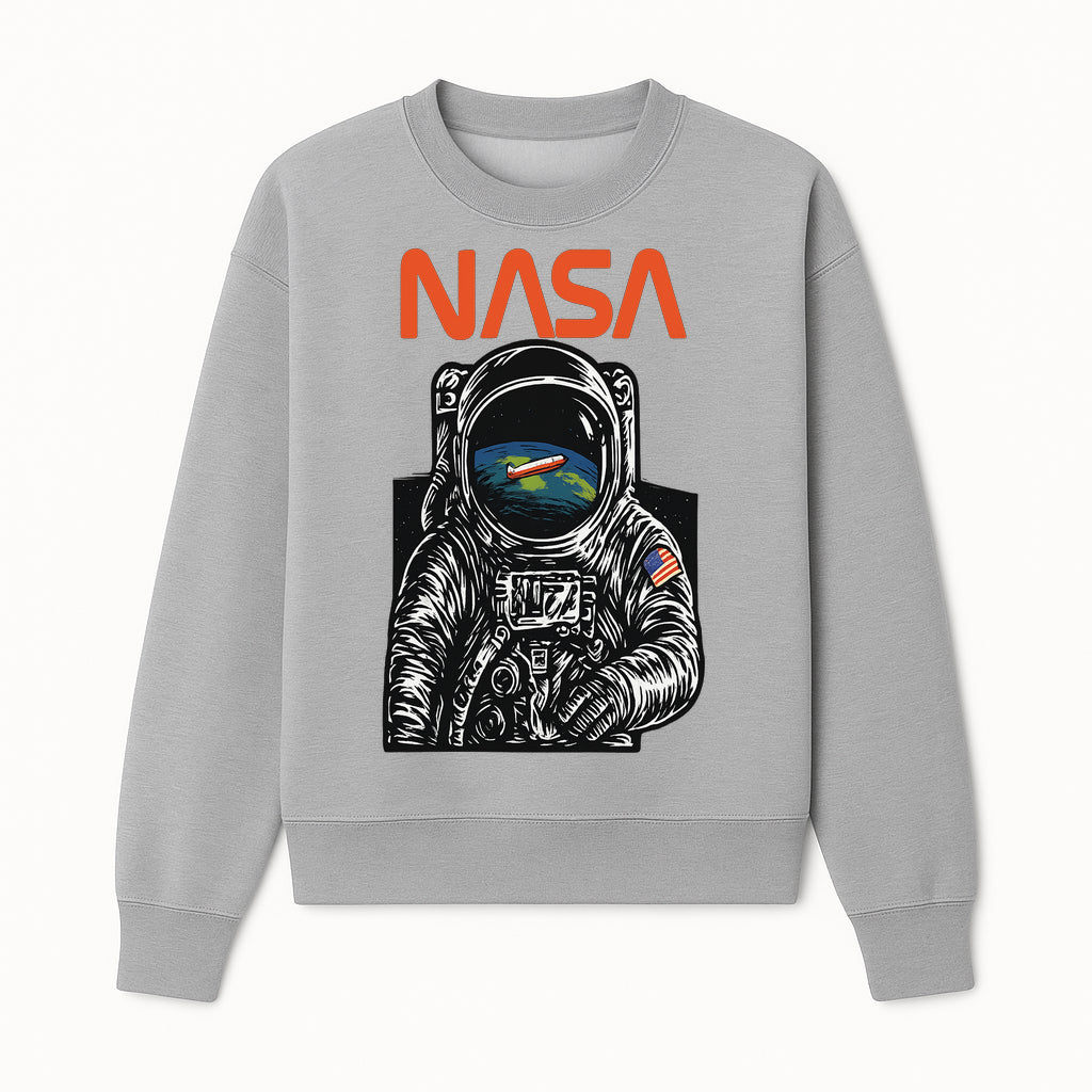 NASA Astronaut Graphic Tee | Space Exploration Shirt | Vintage Style Earth and Shuttle Design | Unisex Casual Wear - Sweatshirt 1758273126676.jpg
