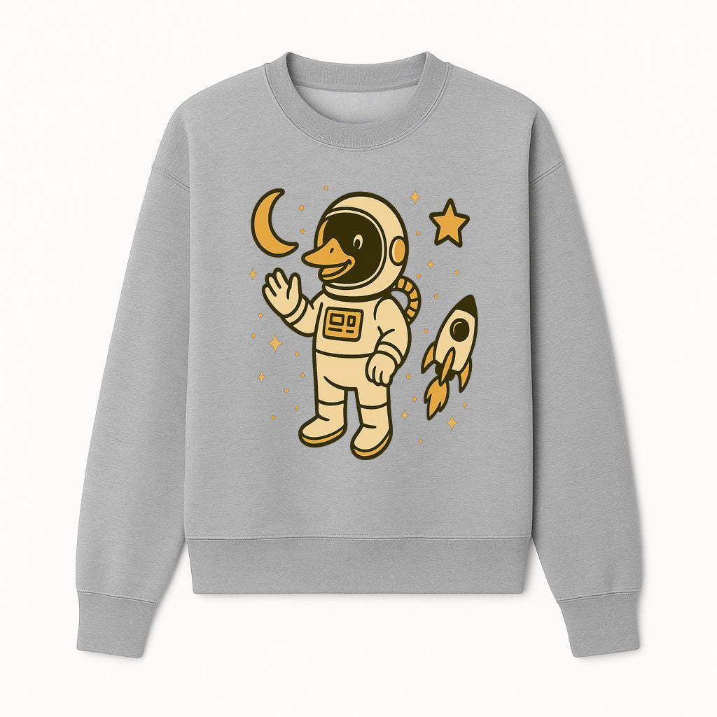 Cute Duck Astronaut Space Art Print, Kids Room Decor, Astronaut Duck, Rocketship and Moon Theme, Whimsical Space Design - Sweatshirt 1758273133131.jpg