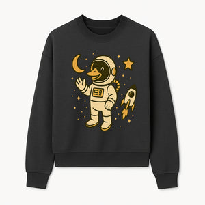 Cute Duck Astronaut Space Art Print, Kids Room Decor, Astronaut Duck, Rocketship and Moon Theme, Whimsical Space Design - Sweatshirt 1758273133409.jpg