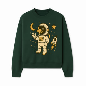 Cute Duck Astronaut Space Art Print, Kids Room Decor, Astronaut Duck, Rocketship and Moon Theme, Whimsical Space Design - Sweatshirt 1758273133546.jpg
