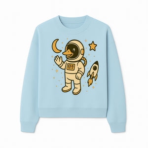 Cute Duck Astronaut Space Art Print, Kids Room Decor, Astronaut Duck, Rocketship and Moon Theme, Whimsical Space Design - Sweatshirt 1758273133837.jpg