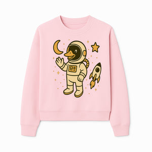 Cute Duck Astronaut Space Art Print, Kids Room Decor, Astronaut Duck, Rocketship and Moon Theme, Whimsical Space Design - Sweatshirt 1758273133986.jpg