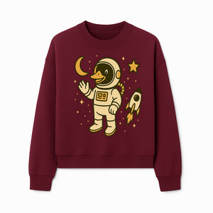 Cute Duck Astronaut Space Art Print, Kids Room Decor, Astronaut Duck, Rocketship and Moon Theme, Whimsical Space Design - Sweatshirt 1758273134119.jpg