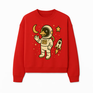 Cute Duck Astronaut Space Art Print, Kids Room Decor, Astronaut Duck, Rocketship and Moon Theme, Whimsical Space Design - Sweatshirt 1758273134411.jpg