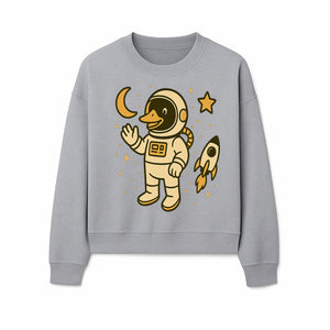 Cute Duck Astronaut Space Art Print, Kids Room Decor, Astronaut Duck, Rocketship and Moon Theme, Whimsical Space Design - Sweatshirt 1758273134560.jpg
