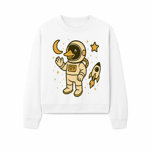 Cute Duck Astronaut Space Art Print, Kids Room Decor, Astronaut Duck, Rocketship and Moon Theme, Whimsical Space Design - Sweatshirt 1758273134725.jpg