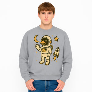 Cute Duck Astronaut Space Art Print, Kids Room Decor, Astronaut Duck, Rocketship and Moon Theme, Whimsical Space Design - Sweatshirt 1758273135868.jpg