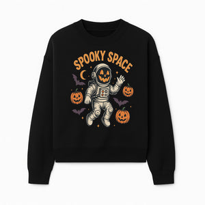 Halloween Astronaut Art Print - Spooky Space Pumpkin & Bat Design for Unique Fall Home Decor - Sweatshirt 1758273139602.jpg