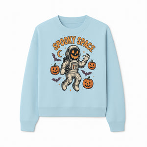 Halloween Astronaut Art Print - Spooky Space Pumpkin & Bat Design for Unique Fall Home Decor - Sweatshirt 1758273140147.jpg