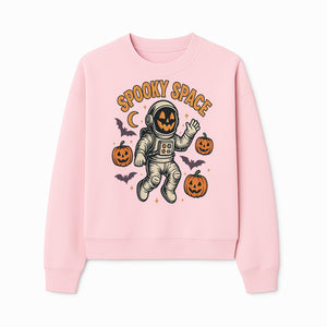 Halloween Astronaut Art Print - Spooky Space Pumpkin & Bat Design for Unique Fall Home Decor - Sweatshirt 1758273140318.jpg