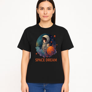 Astronaut Girl Space Dream Art Print, Whimsical Cosmic Illustration, Kids Room Decor, Children s Wall Art, Fantasy Space Theme - T-shirt 1758273140454.jpg