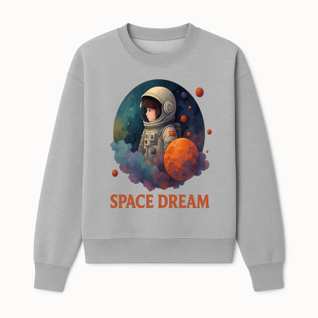 Astronaut Girl Space Dream Art Print, Whimsical Cosmic Illustration, Kids Room Decor, Children s Wall Art, Fantasy Space Theme - Sweatshirt 1758273140593.jpg