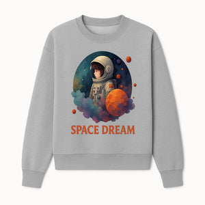 Astronaut Girl Space Dream Art Print, Whimsical Cosmic Illustration, Kids Room Decor, Children s Wall Art, Fantasy Space Theme - Sweatshirt 1758273140593.jpg