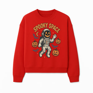 Halloween Astronaut Art Print - Spooky Space Pumpkin & Bat Design for Unique Fall Home Decor - Sweatshirt 1758273140817.jpg