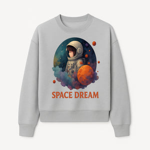 Astronaut Girl Space Dream Art Print, Whimsical Cosmic Illustration, Kids Room Decor, Children s Wall Art, Fantasy Space Theme - Sweatshirt 1758273141179.jpg