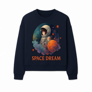 Astronaut Girl Space Dream Art Print, Whimsical Cosmic Illustration, Kids Room Decor, Children s Wall Art, Fantasy Space Theme - Sweatshirt 1758273141829.jpg
