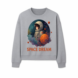 Astronaut Girl Space Dream Art Print, Whimsical Cosmic Illustration, Kids Room Decor, Children s Wall Art, Fantasy Space Theme - Sweatshirt 1758273142125.jpg