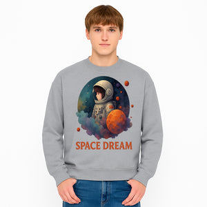 Astronaut Girl Space Dream Art Print, Whimsical Cosmic Illustration, Kids Room Decor, Children s Wall Art, Fantasy Space Theme - Sweatshirt 1758273143427.jpg