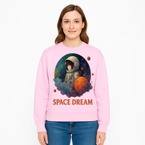 Astronaut Girl Space Dream Art Print, Whimsical Cosmic Illustration, Kids Room Decor, Children s Wall Art, Fantasy Space Theme - Sweatshirt 1758273143571.jpg