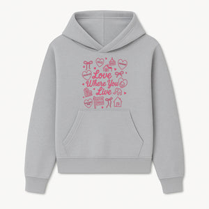 Love Where You Live Wall Art - Realtor Gift, Home Sweet Home Decor, Sold Signs, Pink Heart Design for Real Estate Enthusiasts - Hoodie 1758332975201.jpg