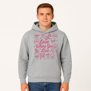Love Where You Live Wall Art - Realtor Gift, Home Sweet Home Decor, Sold Signs, Pink Heart Design for Real Estate Enthusiasts - Hoodie 1758332977997.jpg
