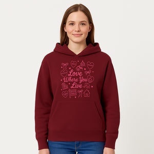 Love Where You Live Wall Art - Realtor Gift, Home Sweet Home Decor, Sold Signs, Pink Heart Design for Real Estate Enthusiasts - Hoodie 1758332978136.jpg