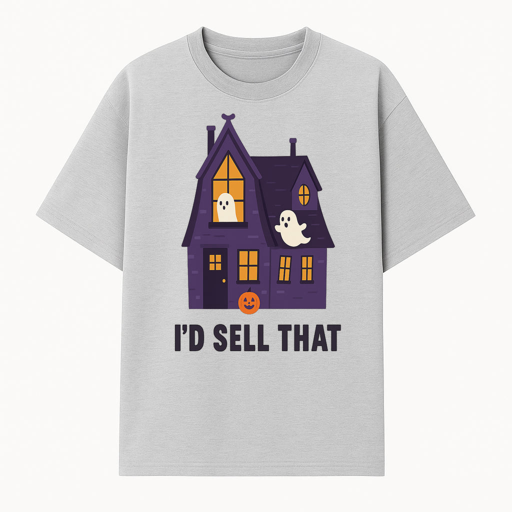 Halloween Ghost House Sign, Cute Haunted House Decor, I d Sell That Halloween Decoration, Spooky Fun Halloween Art - T-shirt 1758332986701.jpg