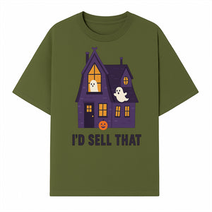 Halloween Ghost House Sign, Cute Haunted House Decor, I d Sell That Halloween Decoration, Spooky Fun Halloween Art - T-shirt 1758332987140.jpg