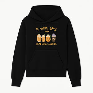 Pumpkin Spice and Real Estate Advice Wall Art | Cozy Fall Decor | Coffee Lovers Gift | Home Office Decoration - Hoodie 1758332987142.jpg