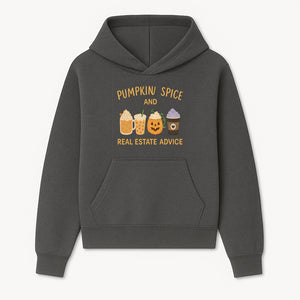 Pumpkin Spice and Real Estate Advice Wall Art | Cozy Fall Decor | Coffee Lovers Gift | Home Office Decoration - Hoodie 1758332987287.jpg