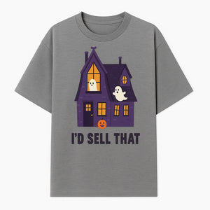 Halloween Ghost House Sign, Cute Haunted House Decor, I d Sell That Halloween Decoration, Spooky Fun Halloween Art - T-shirt 1758332987290.jpg