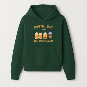 Pumpkin Spice and Real Estate Advice Wall Art | Cozy Fall Decor | Coffee Lovers Gift | Home Office Decoration - Hoodie 1758332987447.jpg