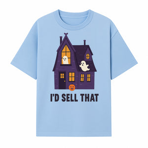 Halloween Ghost House Sign, Cute Haunted House Decor, I d Sell That Halloween Decoration, Spooky Fun Halloween Art - T-shirt 1758332987488.jpg