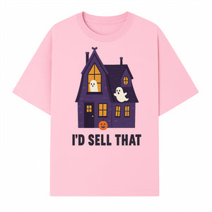 Halloween Ghost House Sign, Cute Haunted House Decor, I d Sell That Halloween Decoration, Spooky Fun Halloween Art - T-shirt 1758332987653.jpg