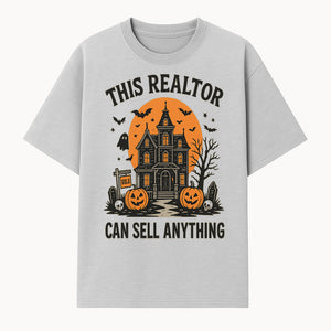 Halloween Realtor - This Realtor Can Sell Anything Spooky Haunted House with Pumpkins Design for Real Estate Agents - T-shirt 1758332987673.jpg