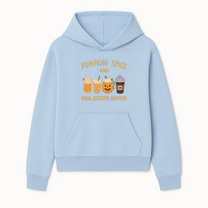 Pumpkin Spice and Real Estate Advice Wall Art | Cozy Fall Decor | Coffee Lovers Gift | Home Office Decoration - Hoodie 1758332987759.jpg