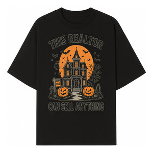 Halloween Realtor - This Realtor Can Sell Anything Spooky Haunted House with Pumpkins Design for Real Estate Agents - T-shirt 1758332987785.jpg