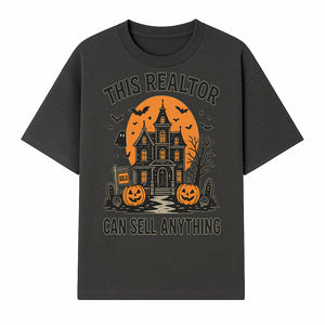 Halloween Realtor - This Realtor Can Sell Anything Spooky Haunted House with Pumpkins Design for Real Estate Agents - T-shirt 1758332987937.jpg