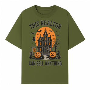 Halloween Realtor - This Realtor Can Sell Anything Spooky Haunted House with Pumpkins Design for Real Estate Agents - T-shirt 1758332988086.jpg