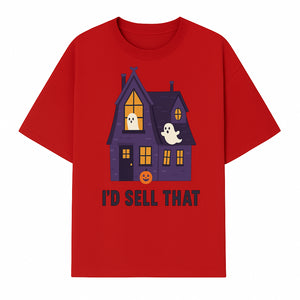 Halloween Ghost House Sign, Cute Haunted House Decor, I d Sell That Halloween Decoration, Spooky Fun Halloween Art - T-shirt 1758332988125.jpg